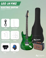 Leo Jaymz 39 Full Size ST Style Electric Guitar Starter Kit with SSH Pickup, 5W Portable Amp, Tuner, Gig Bag, Strap & Accessories (Violet Ocean)