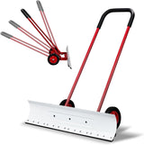 Outvita Snow Shovel with Wheels, 29 Wide 18 Long Snow Plow Shovel Angle & Height Adjustable Padded Handle Efficient Snow Clean Tool for Driveway or Pavement (Yellow)